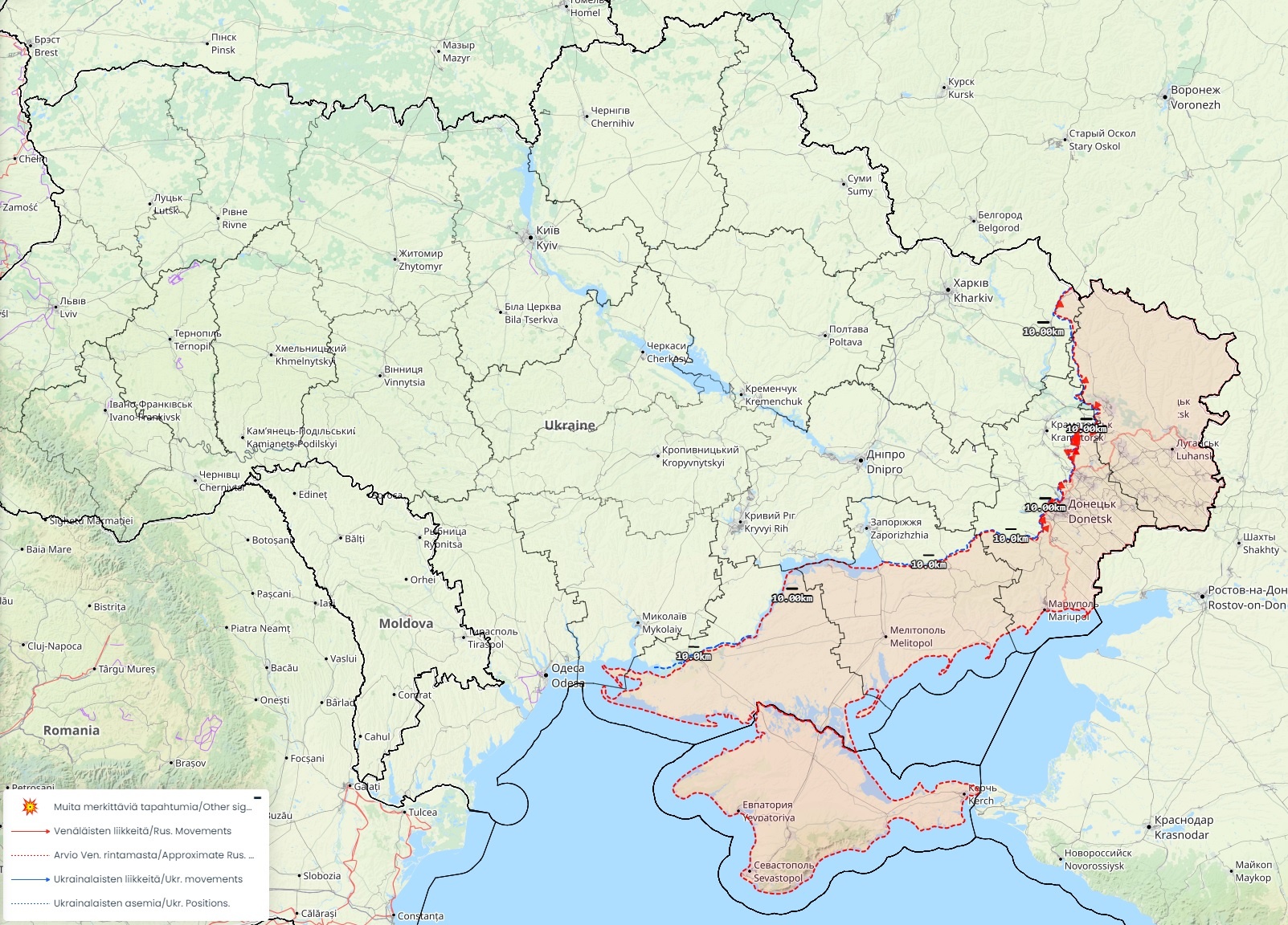 Ukrainan sodan tilannekartta 11.3.2023