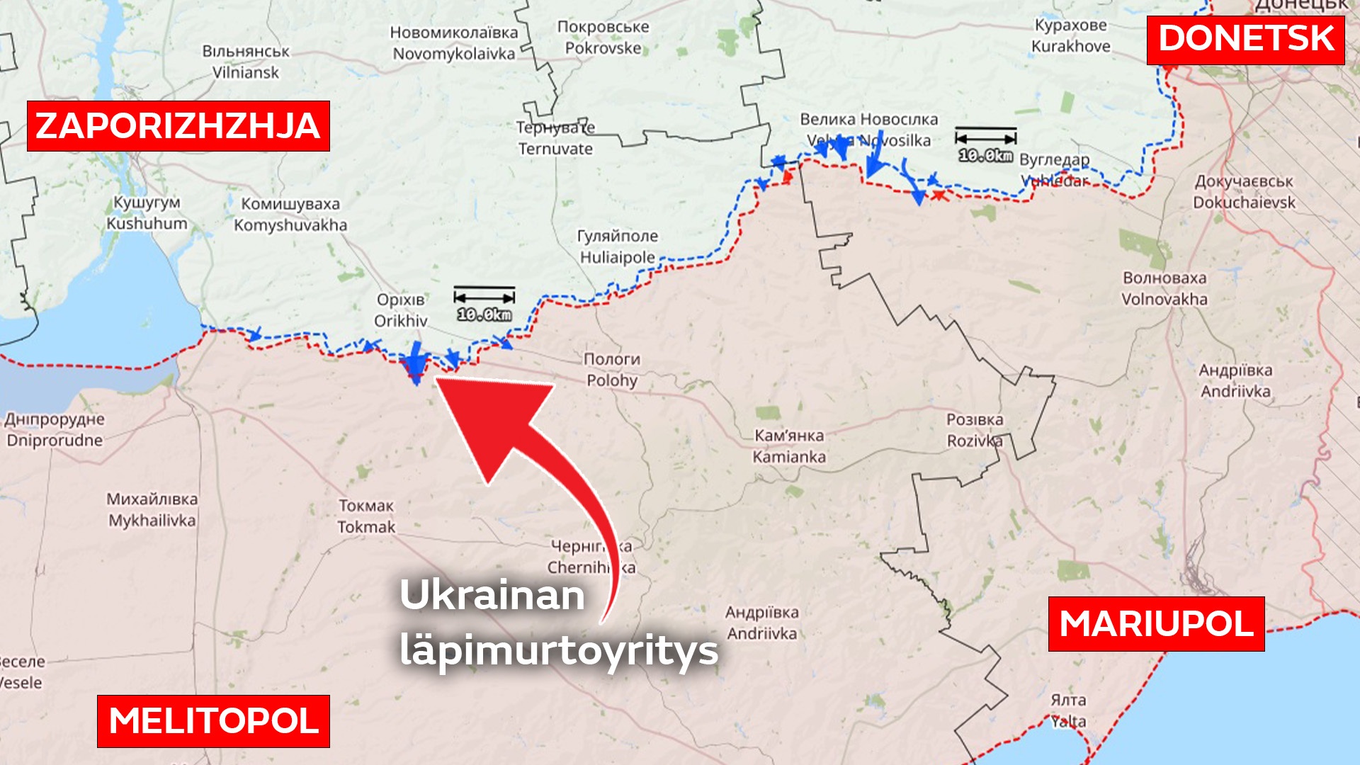 Kartta: The War in Ukraine -tilannekartta (Emil Kastehelmi/John Helin/Eerik Matero & OSINT-tiimi)