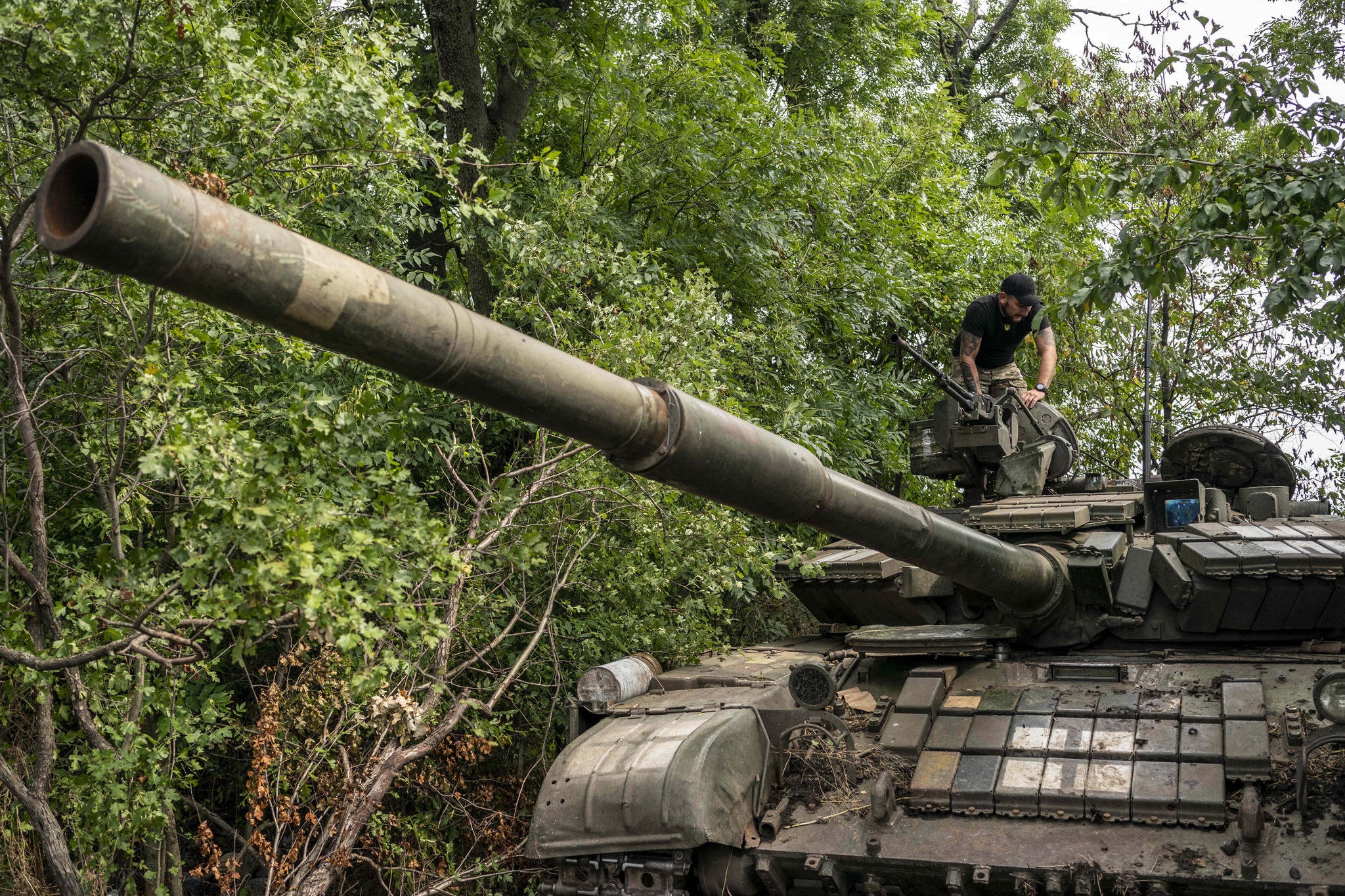 Ukrainan T-64BV-taistelupanssarivaunu Donetskin alueella 19. heinäkuuta.