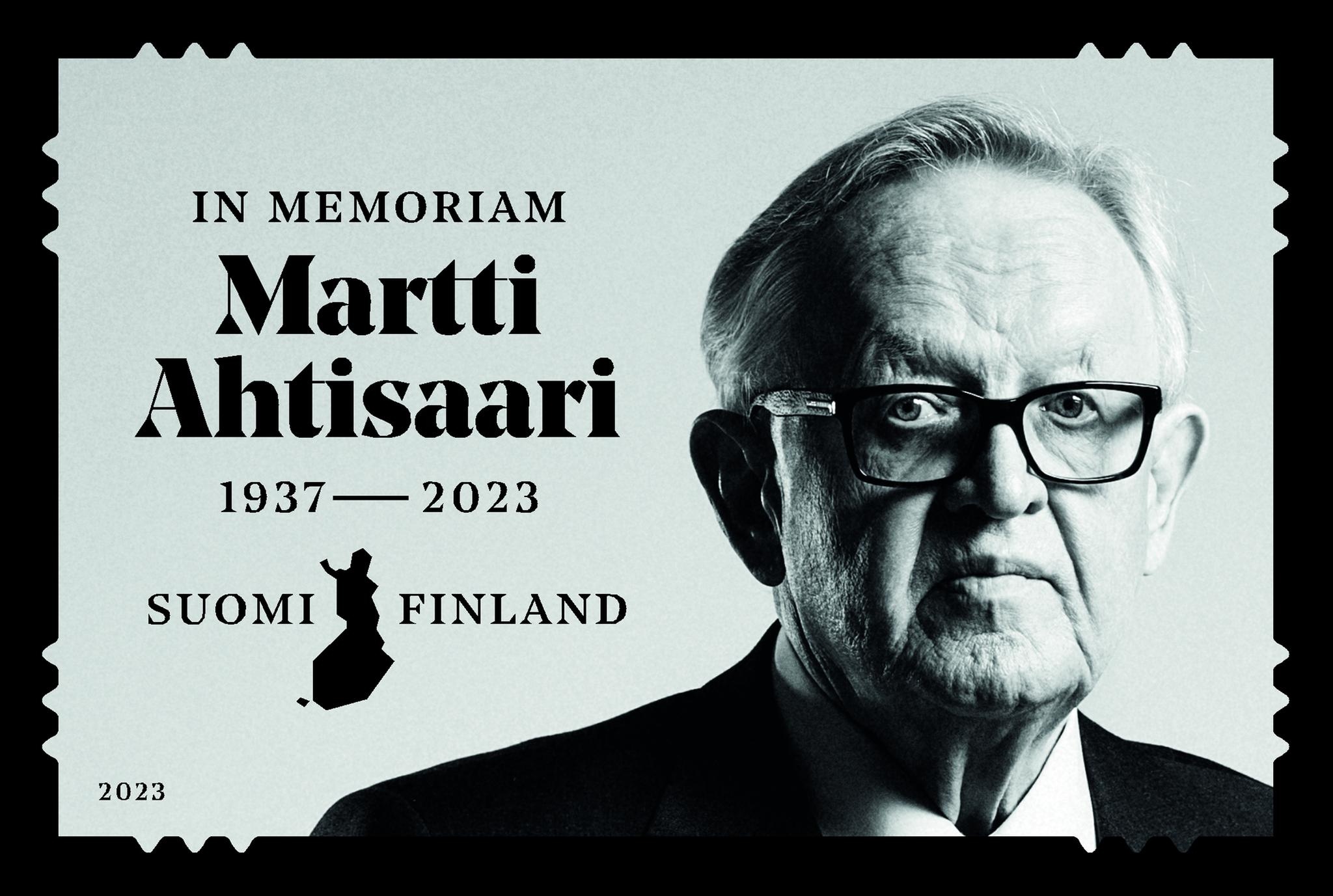 Presidentti Martti Ahtisaaren surumerkki.