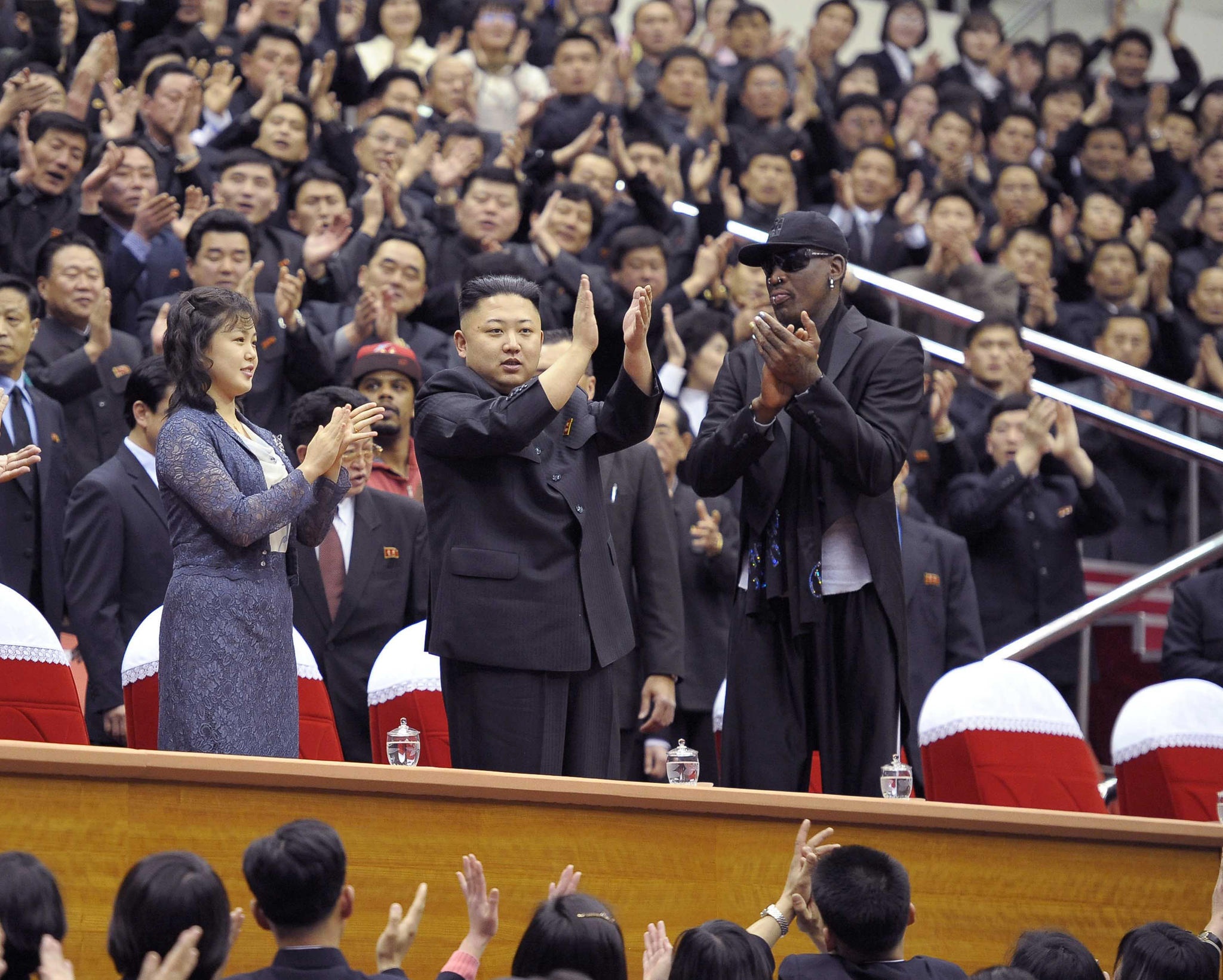 Kim Jong-un ja koripallotähti Dennis Rodman Pohjois-Koreassa vuonna 2013.