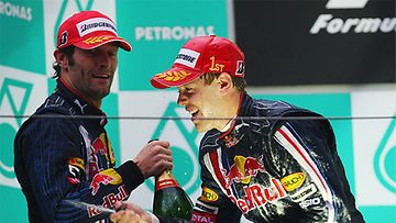 Mark Webber ja Sebastian Vettel, kuva:  Mark Thompson/Getty Images