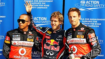 Vettel, Hamilton ja Button Monzassa