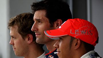 Webber, Hamilton ja Vettel, Photo: Vladimir Rys Bongarts