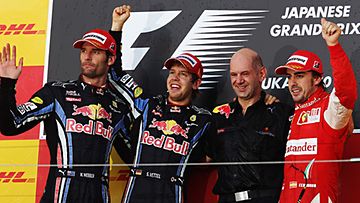 Vettel, Webber ja Alonso, Photo: Mark Thompson Getty Images Sport