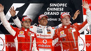 Felipe Massa, Lewis Hamilton, Kimi Räikkönen, kuva: Mark Thompson/Getty Images