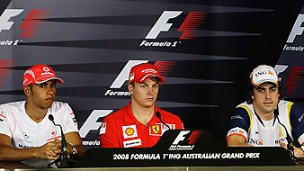 Lewis Hamilton, Kimi Räikkönen ja Fernando Alonso, kuva: Robert Cianflone/Getty Images