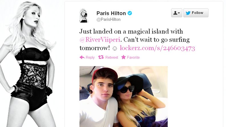 Paris Hilton julkaisi Twitterissään kuvan hänestä ja suomalaisrakkaastaan.