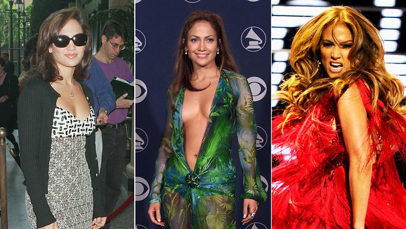 Jennifer Lopezin tyylejä vuosien varrelta.