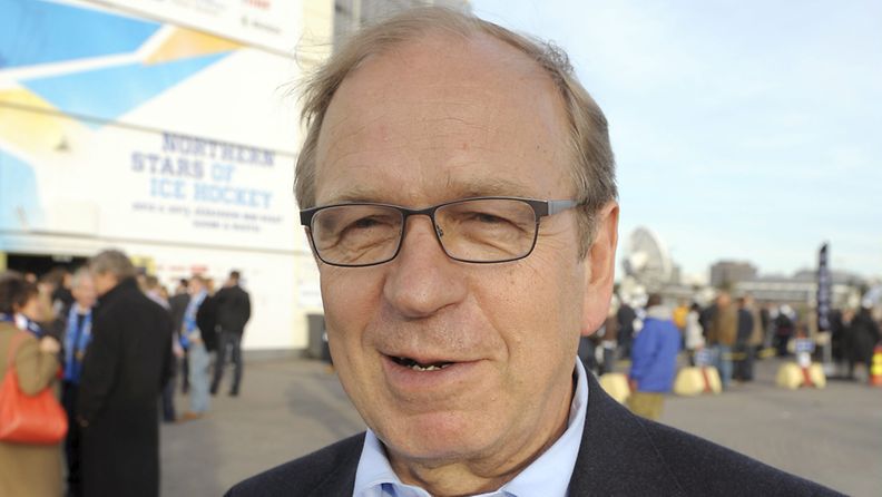 Suomen pankin pääjohtaja Erkki Liikanen MM-ottelussa 10.5.2012.
