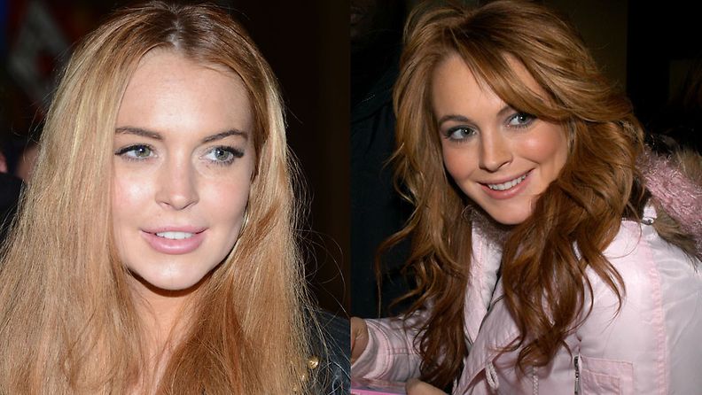 Lindsay Lohan vuonna 2012 ja 2004.