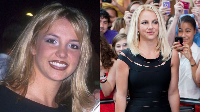 Britney Spears vuonna 1991 ja 2012.