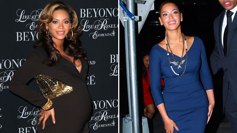 Beyoncé marraskuussa 2011 ja maaliskuussa 2012.