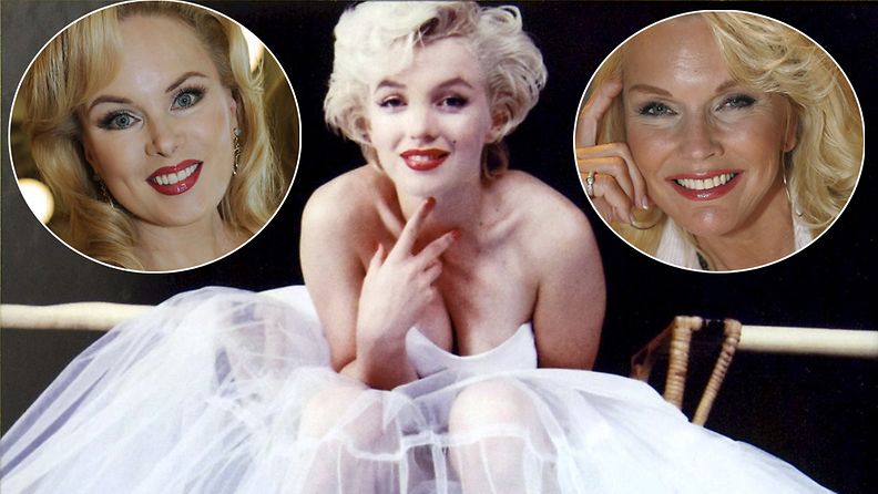 Helena Lindgren (vas), Marilyn Monroe ja Johanna Raunio (oik.) muistuttavat toisiaan.