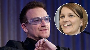 U2-laulaja Bono haluaa tavata Suomen pääministeri Mari Kiviniemen. (Kuvat: Getty/All Over Press ja Lehtikuva)