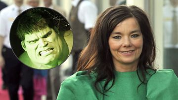 Brittilehti vertasi Björkiä ja sarjakuvahahmo Hulkia toisiinsa. (Kuvat: Lehtikuva ja Getty/All Over Press)