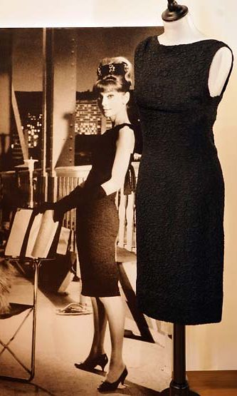 A Givenchy black cloque silk dress worn by Audrey Hepburn.