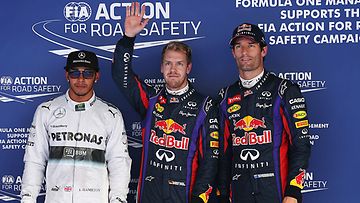Vettel, Hamilton ja Webber Korean aika-ajon kärjessä