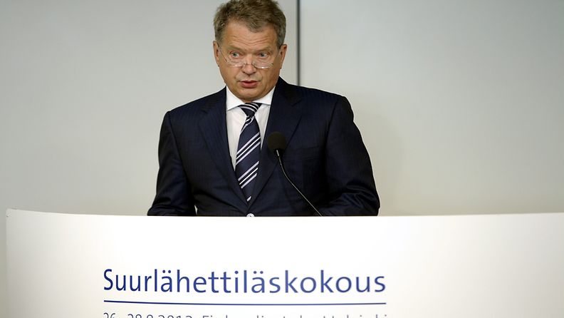 Sauli Niinistö puhui Suurlähettiläspäivillä Finlandia-talossa Helsingissä 27. elokuuta 2013. 