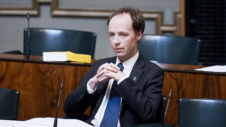 Perussuomalaisten kansanedustajan Jussi Halla-aho eduskunnassa 21. toukokuuta 2013.
