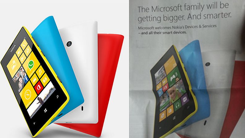 Microsoft poisti Nokian logon Lumia 520 -kännykästä Telegraph-lehdessä olleesta mainoksesta. Kuva Twitteristä @BrianDRobertson.