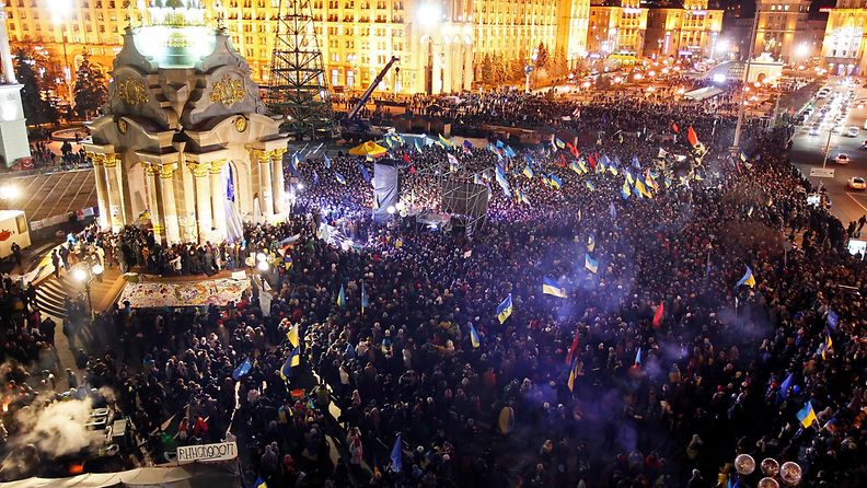 EU-kannattajien mielenosoitus Ukrainassa