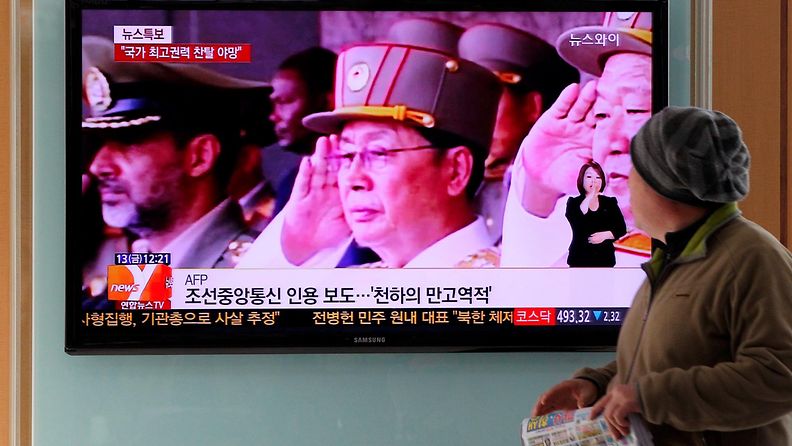 Teloitettu Jang Song-thaek Pohjois-Korean television kuvissa 13. joulukuuta 2013.