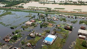 Rankkasateen aiheuttama tulva Vila Velhan kaupungissa Espirito Santon osavaltiossa.