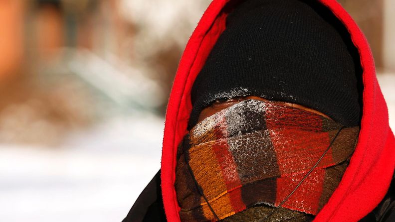 Cecil Donaby odotti bussia Detroitissa 7. tammikuuta 2014. Sää alueella oli kylmimmillään vuosikymmeniin.