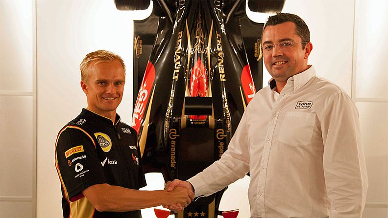 Heikki Kovalainen ja Eric Boullier.