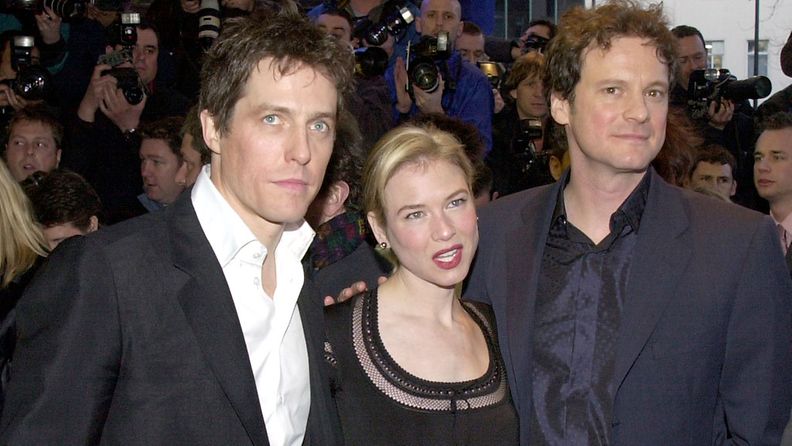 Hugh Grant, Renee Zellweger ja Colin Firth, Bridget Jones - elämäni sinkkuna -elokuvan ensi-illassa, 2001