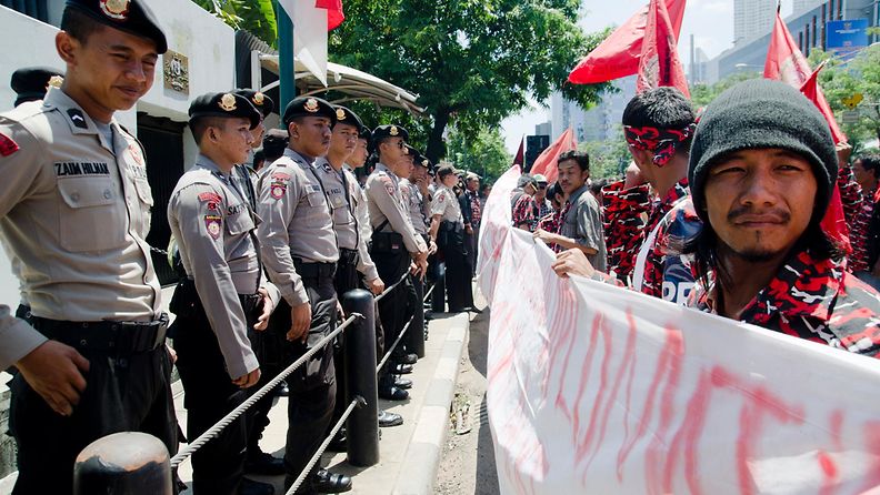 Australian vastainen mielenosoitus Indonesian Jakartassa