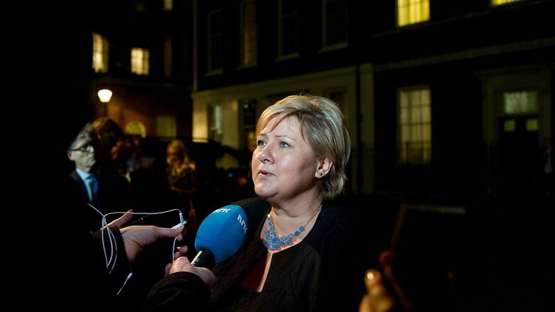 Norjan pääministeri Erna Solberg Lontoossa 15.1.2014.