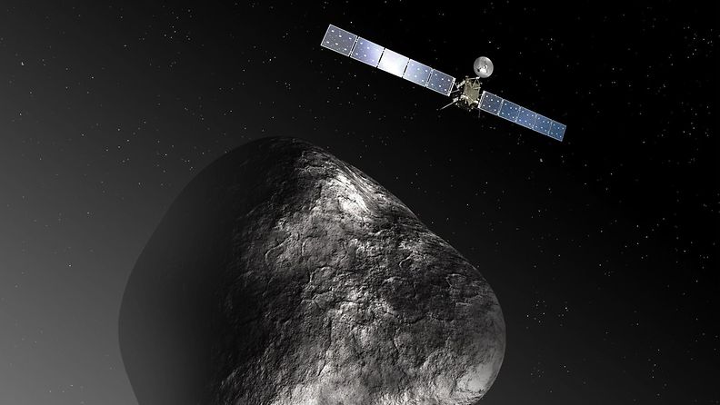 Taiteilijan näkemys Rosetta-luotaimesta komeetta 67P:n luona
