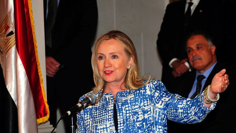 Yhdysvaltain ulkoministeri Hillary Clinton puhui Egyptin Aleksandriassa heinäkuussa 2012.