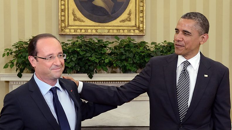Ranskan presidentti Francois Hollande ja Yhdysvaltain presidentti Barack Obama tapasivat G8-maiden kokouksissa.