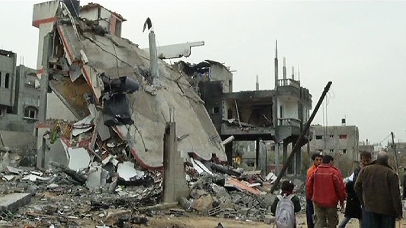 Raunioita Jebaliyassa, Gazassa, Israelin ilmaiskun jälkeen.  