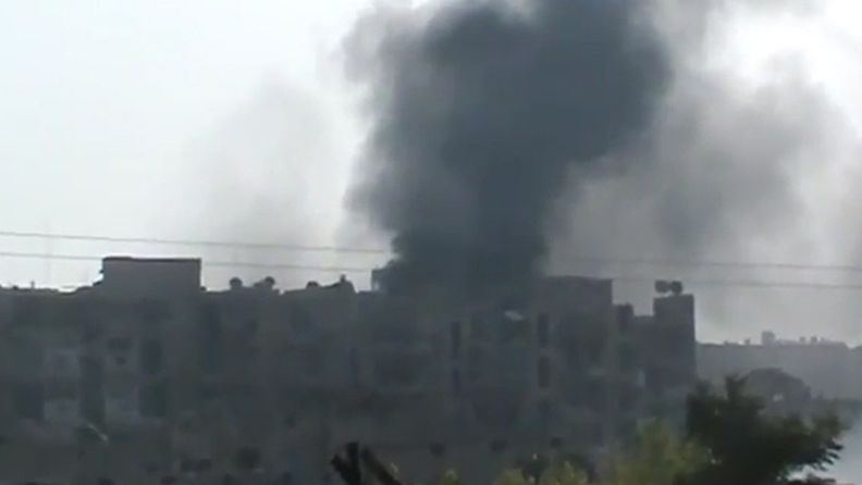 Kuvakaappaus Shaam News Networkin (SNN) Aleppossa 29. heinäkuuta kuvatusta videosta.