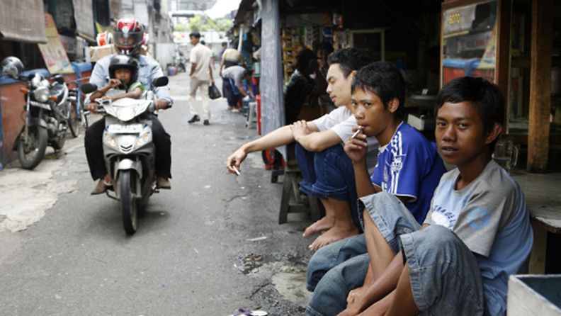 Katulapsia Jakartassa Indonesiassa.
