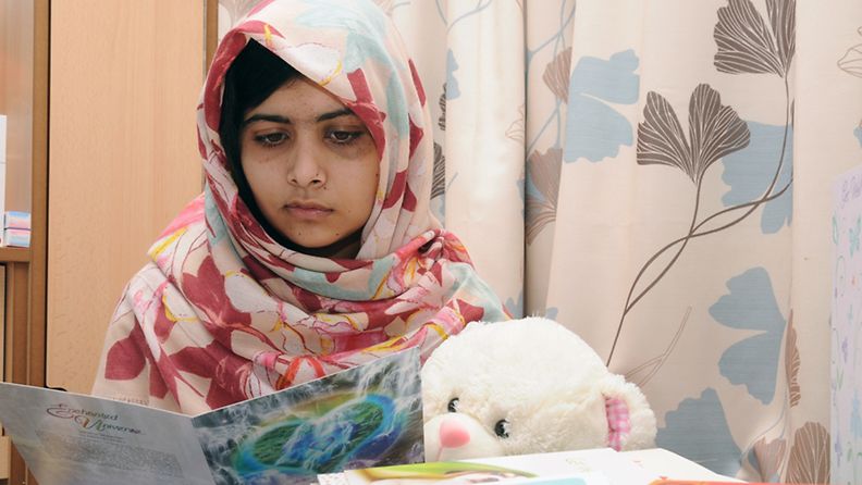 A handout photo, dated 07 November 2012, and provided by the University Hospitals Birmingham NHS Foundation Trust on 28 December 2012, shows 15-year old Pakistani shooting victim Malala Yousufzai, who is recovering in Queen Elizabeth Hospital in Birmingham, Britain. The Simone de Beauvoir Prize for Women's Freedom in 2013 was awarded to this Pakistani youth activist for the right to education, described as 'Symbol of the struggle for the education of girls,' when it was announced on 28 December in Paris by its organizers. It will be presented next 09 January 2013 in Paris. The 20,000 euros price Simone de Beauvoir, created in 2008 to commemorate the 100th anniversary of the French writer's birth, recognizes individuals and organizations that struggle to protect women's rights wherever they are threatened. It states Malala Yousafzai, 15, had been shot in the head on Oct. 9 during an attack targeted the Taliban Movement of Pakistan (TTP), which have disrupted million people abroad. She is currently treated in B