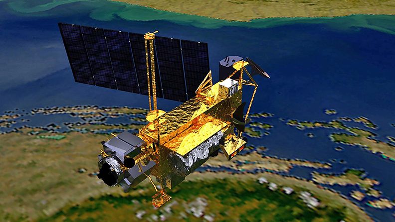 Nasan välittämä kuva sen tutkimussatelliitista, jonka arvioidaan putoavan Maahan 23.9.2011.