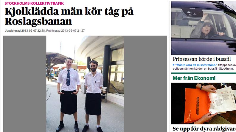 Kuvakaappaus Dagens Nyheterin uutisesta.