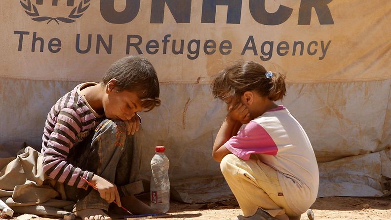 Syyrialaislapsia pakolaisleirillä Mafraqissa Jordaniassa.