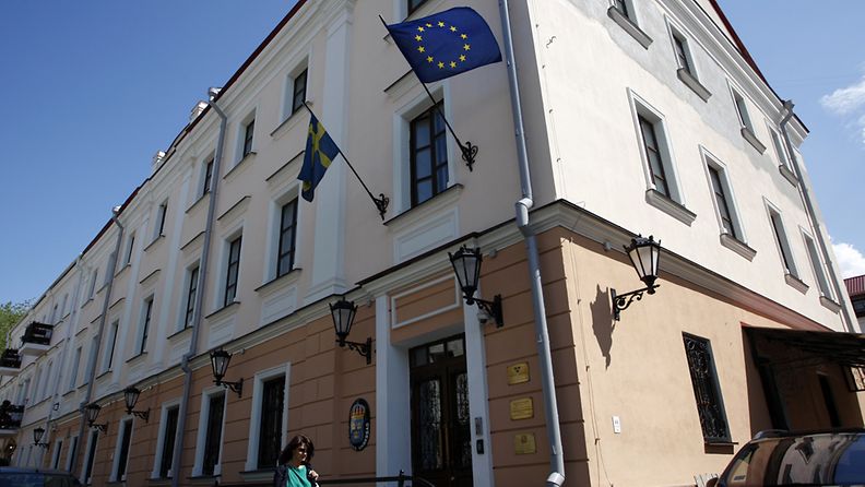 Ruotsin suurlähetystö Valko-Venäjän pääkaupungissa Minskissä. 