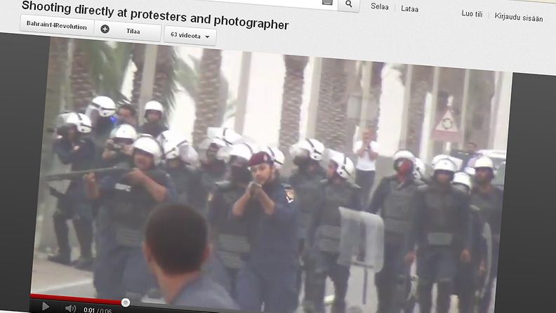 Bahrainin demokratia-aktivistit käyttävät muun muassa Youtube-videopalvelua raportoidessaan levottomuuksista.
