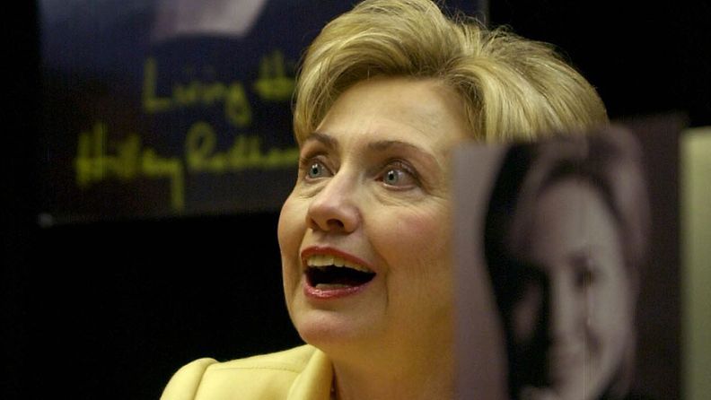 Hillary Clinton autographs copies of her new book 'Living History' during a book signing at Barnes and Nobles Booksellers in Manhattan on Monday, 09 June 2003. The book discusses much of Clinton's life and including the difficulty she went through during the Monica Lewinsky affair.