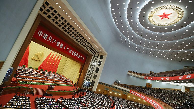 BEIJING, CHINA - NOVEMBER 08: China's leaders gather during the opening session of the 18th Communist Party Congress held at the Great Hall of the People on November 8, 2012 in Beijing, China. The Communist Party Congress will convene from November 8-14 and will determine the party's next leaders.