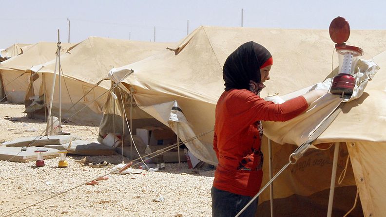 Syyrialainen pakolaisnainen pakolaisleirillä Mafraqissa Jordaniassa.