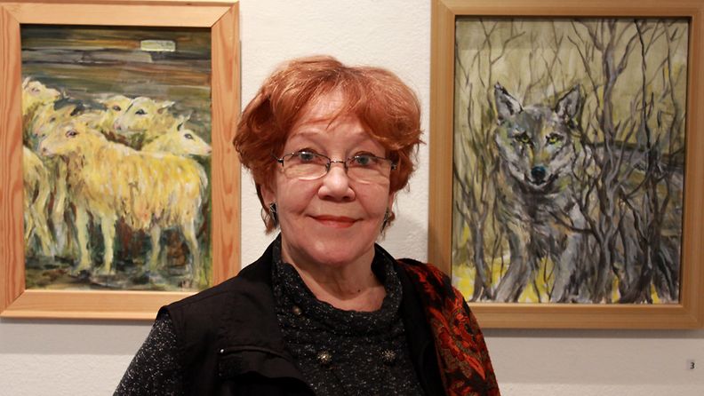 Taiteilija ja näyttelijä Helen Elde 14.1.2014 Galleria Saimassa