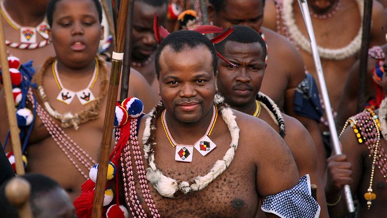 Vuonna 2008 otettu kuva kuningas Mswati III:sta kuninkaallisissa seremonioissa Swazimaassa. 